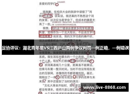 足协评议:湖北青年星VS江西庐山两例争议判罚一例正确,一例错误 足协评议:湖北青年星VS江西庐山两例争议判罚一例正确,一例错误